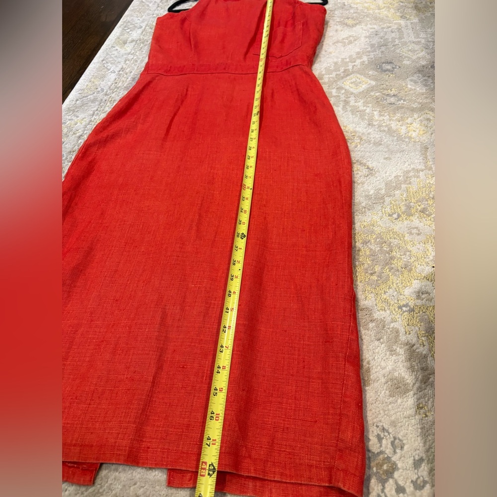 Vintage Red Linen Midi Dress With Button down Back - Picture 12 of 15